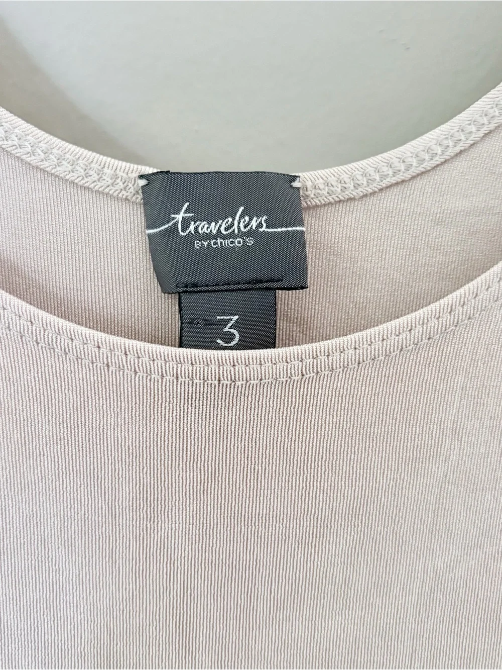 Travelers by Chico’s Beige Slinky Knit Scoop Neck Tank Top Size XL 16